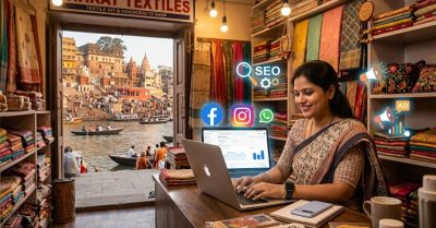 small business owner using digital marketing in Varanasi for online growth