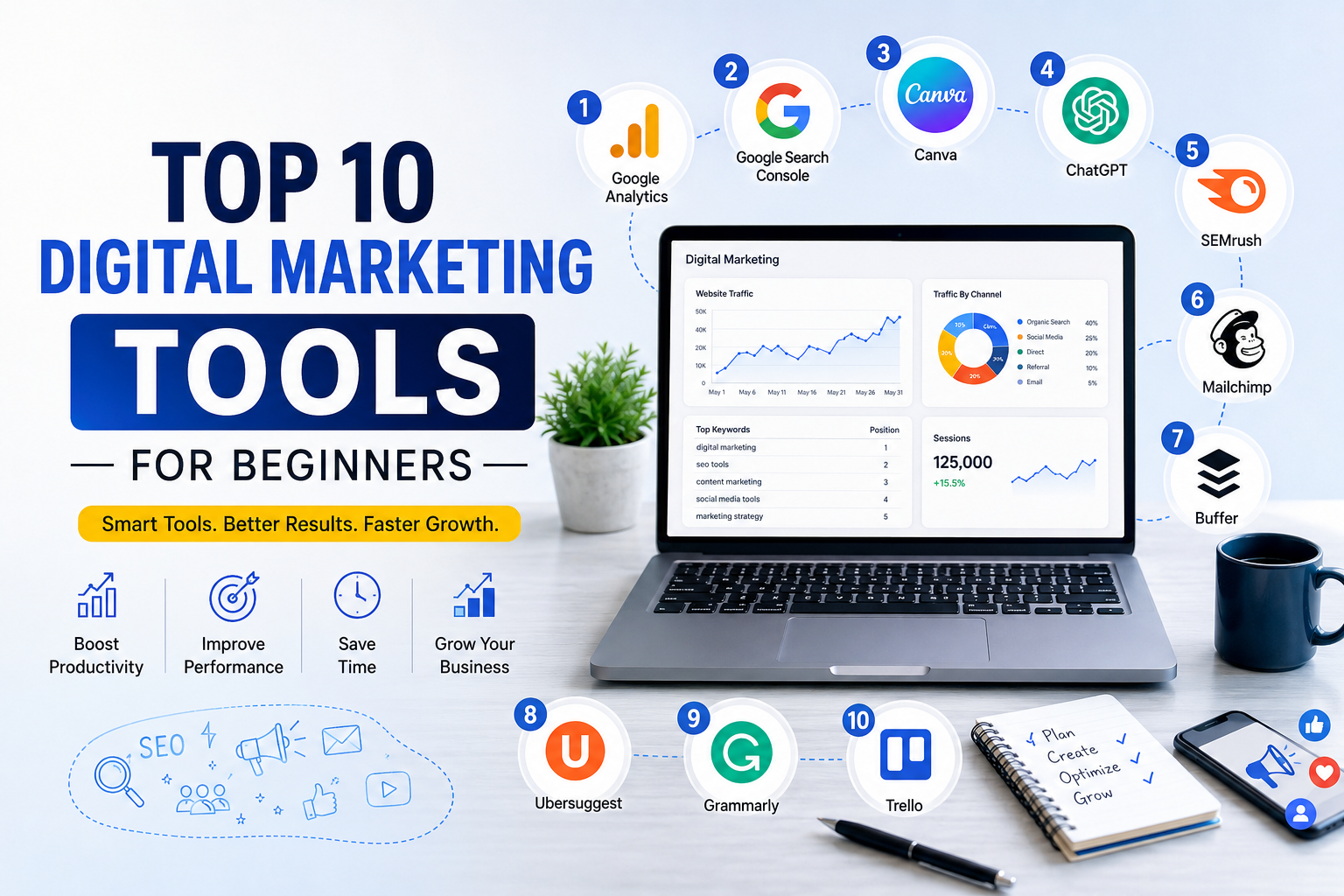 Top 10 Digital Marketing Tools for Beginners